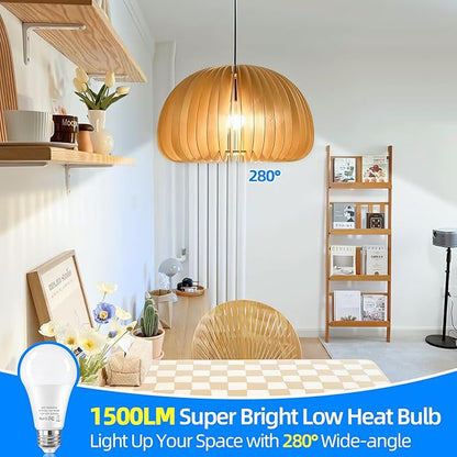 12-Pack A19 LED Light Bulbs 100 Watt Equivalent, 13W 1500 Lumens Super Bright 5000K Daylight White LED Bulbs, Standard E26 Medium Screw Base Light Bulb, No Flicker, CRI90+, Non-Dimmable