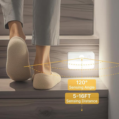 Guankai 8 Pack Motion Sensor Stair Lights for Indoor, Wireless RGB Battery Operated Night Light, Activated Led Stick On Hallway Closet Under Cabinet Step Lamp for Bedroom Kitchen Bathroom