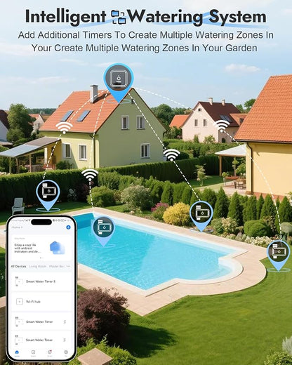WiFi Water Timer Brass Inlet, 1-Zone Smart Hose Faucet Timer App & Voice Control via 2.4GHz WiFi, Sprinkler Timers w/Auto/Manual/Rain Delay Modes for Garden/Lawn, Works with Alexa & Google Assistant