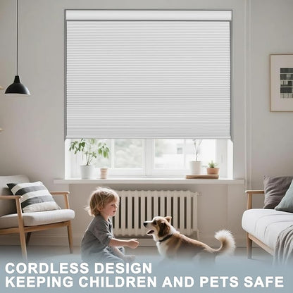 BERISSA Motorized Cellular Shades, Blackout Smart Honeycomb Blinds with Remote Control & Hub, Custom Room Darkening Automatic Cellular Window Blinds for Home Office, Living Room, Door,White