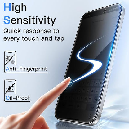 JETech Privacy Screen Protector for iPhone 17 Pro 6.3-Inch, Anti-Spy Tempered Glass Film with Easy Installation Tool, 2-Pack
