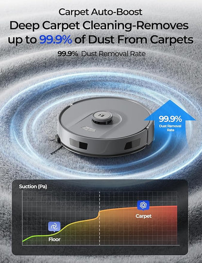 Robot Vacuum 20,000 Pa Robot Vacuum and Mop,120Day Self Emptying Vacuum Robot,Lidar Navigation,5G 2.4GWiFi APP Aspirateur Robot,Self-Charging Robot Vacuums for Pet,Floor,Carpet Gray R11