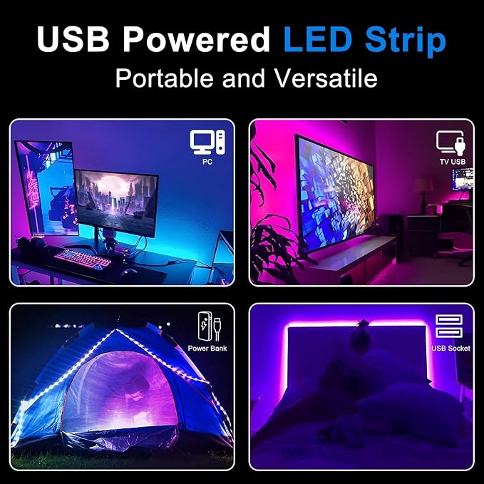 VOLIVO 50FT LED Strip Lights for Bedroom RGB Color Changing | Bluetooth App Control, IR Remote, Music Sync, Room & Home Decor Lighting