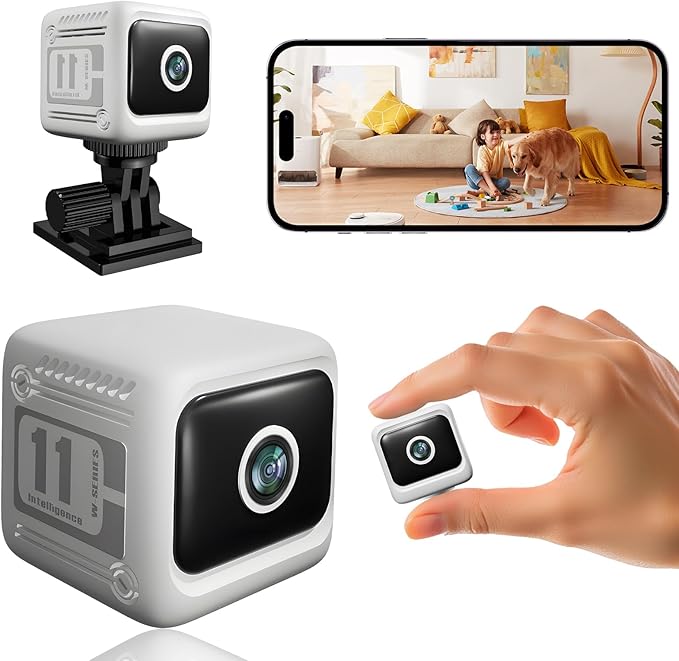Spy Camera Hidden Camera, 4K Mini Cameras with Motion Detection, for Nanny Cam Wireless Surveillance for Indoor Home and Office White