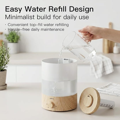 AZEUS 3.5L Cool Mist Humidifier with 7-Color Night Light, Woodgrain