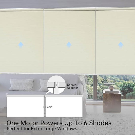 Motorized Coupled Shades, Blackout Smart Blinds for Large Windows Automatic Blinds Compatible with Alexa, Motorized Roller Shades Customized for Bedroom Home Office(Blackout-Vinyl Cream)