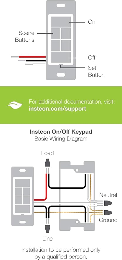 Insteon Smart On/Off 6-Button Keypad, KeypadLinc In-Wall Controller, 2487S (White) - Insteon Hub required for voice control with Alexa & Google Assistant