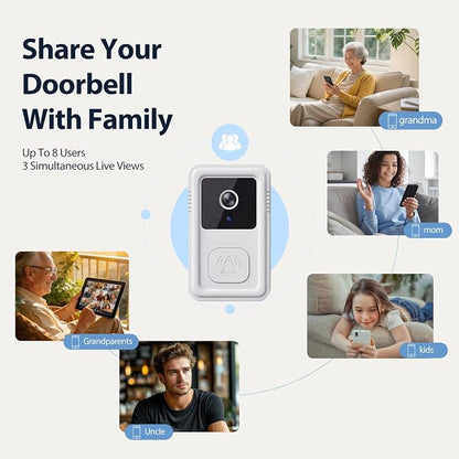 Video Doorbell Camera Wireless with Chime, 2-Way Audio, Night Vision, Only 2.4GHz Wi-Fi
