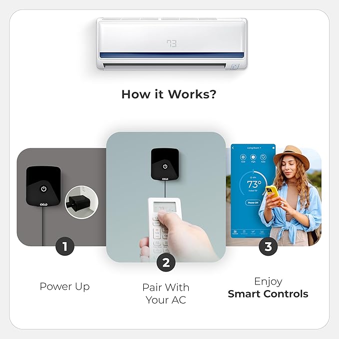 Breez Eco | Smart AC Controller for Mini Split, Window, Portable ACS | WiFi, Alexa, Google, Siri Shortcuts, SmartThings, IFTTT, Free App, NO Subscriptions | Schedules, Geofencing, Comfy (Black)