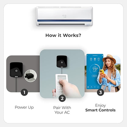 Breez Eco | Smart AC Controller for Mini Split, Window, Portable ACS | WiFi, Alexa, Google, Siri Shortcuts, SmartThings, IFTTT, Free App, NO Subscriptions | Schedules, Geofencing, Comfy (Black)