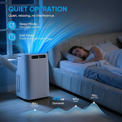 12000 BTU Portable Air Conditioners for Room Cooling up to 500 Sq. Ft, 3-IN-1 Quiet Portable AC Unit with Dehumidifier Fan, Remote Control, Smart Sleep Mode, 24H Timer, Windows Kit Included