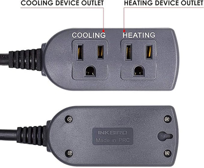 Inkbird ITC308S Temperature Controller for Aquarium with Submersible Probe, Heating Cooling Outlets Thermostat for Heater and Cooling Fans