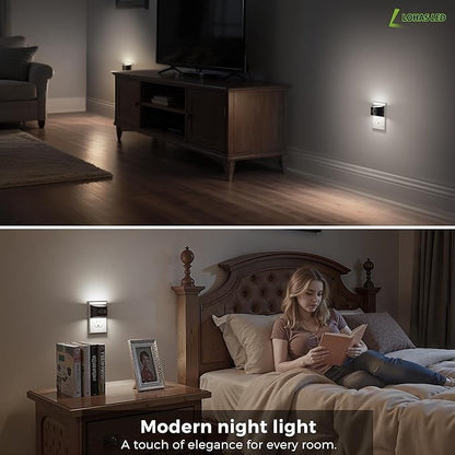 L LOHAS LED Night Light with Motion Sensor & Dusk to Dawn Sensor, Night Lights Plug into Wall with 30-100lm Adjustable Brightness, Dimmable Night Light for Bathroom, 5000K Daylight White, 4 Pack