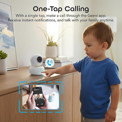 Geeni Sentinel Smart 2K Indoor Security Camera with Auto-Tracking – Dual-Band 2.4GHz & 5GHz WiFi, 2K HD Video, App & Voice Control, Motion Detection, White