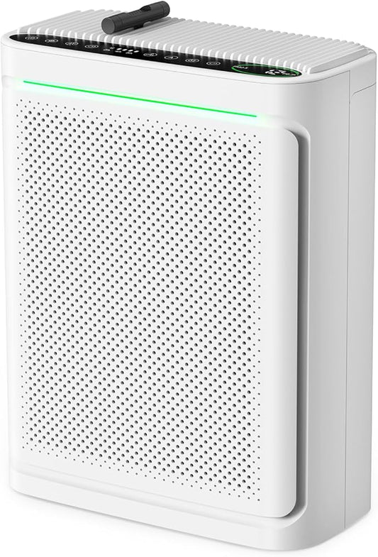 VOOPNU Air Purifiers For Home With Air Quality Display Cover Area Up to 2152 Sq.Ft Equipped with True H13 Washable Filter Air Cleaner with Fragrance Sponge for Bedroom Dorm Room, DH-JHD08(White)
