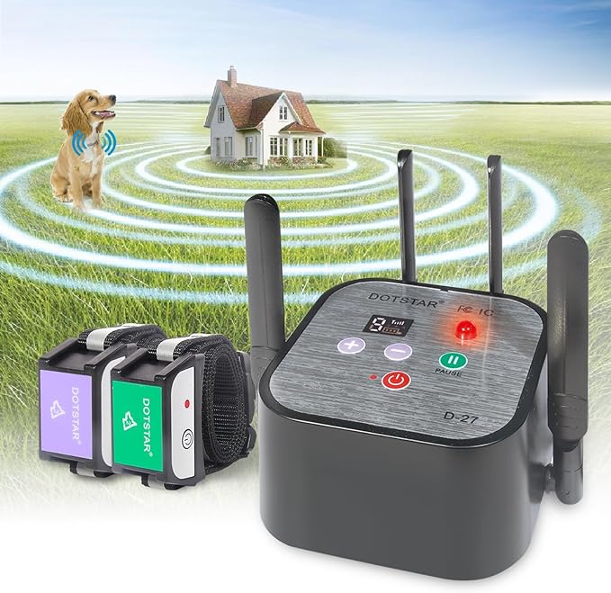 Dog Wireless Fence Pet Intelligent 2026 Newest Electric Containment System, Low Battery AI Smart Alarm Dog Out of Range Reminder, Display Receiver Battery Level, Waterproof Rechargeable Dog Fence