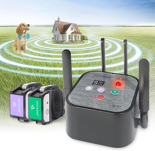Dog Wireless Fence Pet Intelligent 2026 Newest Electric Containment System, Low Battery AI Smart Alarm Dog Out of Range Reminder, Display Receiver Battery Level, Waterproof Rechargeable Dog Fence