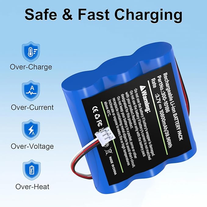 Replacement Battery 300-10186 for ADT Command Smart Home Touchscreen Security Panel ADT5AIO-1,ADT5AIO-2,ADT5AIO-3,ADT7AIO-1,ADT2X16AIO-1,ADT2X16AIO-2, 10800mAh