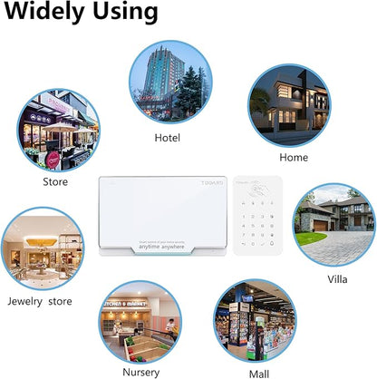 Keyboard for WiFi GSM Burglar Alarm System,Smart Home Alarm System Base Wireless 12 Pieces-kit,DIY Alarm System,Remote,Keypad,Compatible with Alexa,for House,Villa Apartment Security,White