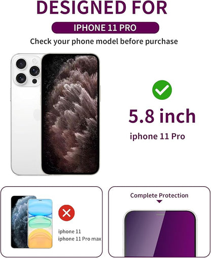 2 Pack Privacy Screen Protector for iPhone 11 Pro/Xs Tempered Glass 5.8'' Private Saver Anti-Spy Eye Protection Anti-Scratch Full Coverage No Bubble