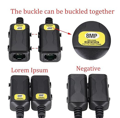 zdyCGTime Passive HD Video Balun BNC to RJ45 Network Transceiver Cat5/Cat6 Adapter Cable with DC Power 720P - 8MP Cat6 to BNC Male Connecto for CCTV Security Surveillance Camera System(16.5cm/4Pairs)