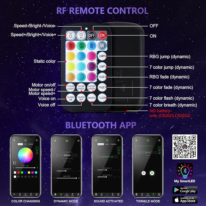 16W Car Home Starlight Headliner Kit, Twinkle & Sound Activate RGBW Fiber Optic Lights with APP & Remote Control, Star Lights for Ceiling Decoration, 600 pcs 13.1ft