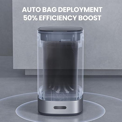 ELPHECO Self-Bagging Automatic Trash Can Stainless Steel 4 Gallon Sensor Trash Bin, Self-Sealing Dustbin, 15 Liter Garbage Can, Large Touchless Metal Trash Can for Home, Hotel, Office, Silver
