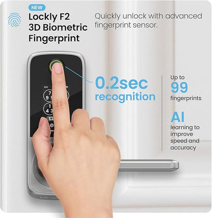 Lockly Secure Pro Smart Lock with Built-in Wi-Fi, Fingerprint Door Lock, Keyless Entry Digital Door Lock with PIN Genie Keypad (Satin Nickle)