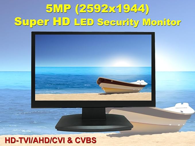 1stPV 23.6" Super HD 5MP/2592x1944 16:9 Professional Security Monitor, 1 HDMI, 2 BNC Inputs(HD-TVI/AHD/CVI/CVBS) & 2 BNC Outputs, working with 5MP security cameras directly in addition to DVR/NVR & PC