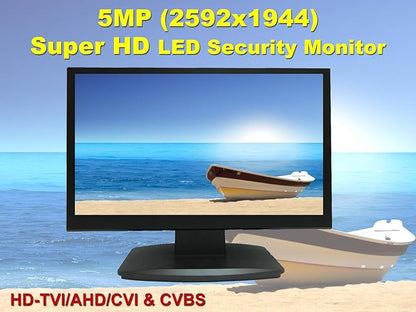 1stPV 23.6" Super HD 5MP/2592x1944 16:9 Professional Security Monitor, 1 HDMI, 2 BNC Inputs(HD-TVI/AHD/CVI/CVBS) & 2 BNC Outputs, working with 5MP security cameras directly in addition to DVR/NVR & PC