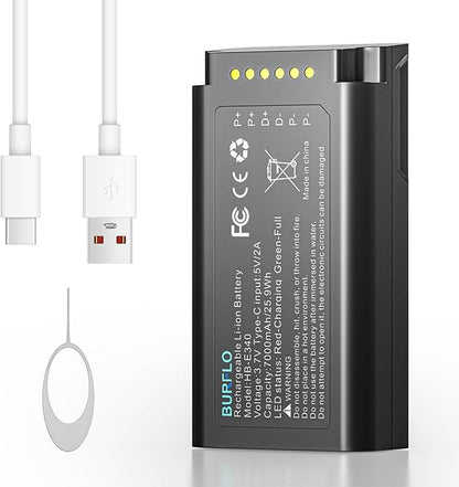 Burflo 7000mAh Battery for Eufy E340 & C31 Doorbell- High Capacity, Type-C Fast Charging, Compatible with Eufy Security Video Doorbell E340,C31,T8214,T8743,T8223,T8743111, HB-E340 Models