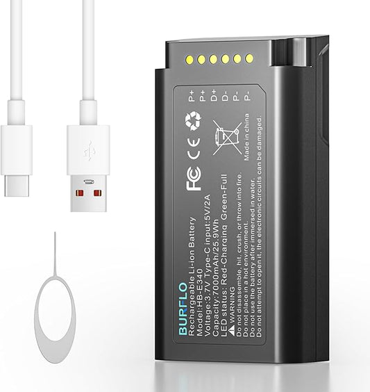 Burflo 7000mAh Battery for Eufy E340 & C31 Doorbell- High Capacity, Type-C Fast Charging, Compatible with Eufy Security Video Doorbell E340,C31,T8214,T8743,T8223,T8743111, HB-E340 Models