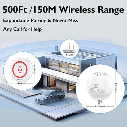 SINGCALL Tuya Caregiver Pager Smart Wireless Calling System WiFi SOS Emergency Home Caring Nurse Buzzer Call Bell System for Old People Patients Children