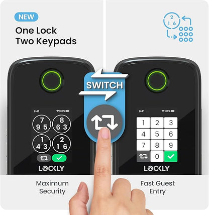 Lockly Secure Pro Smart Lock with Built-in Wi-Fi, Fingerprint Door Lock, Keyless Entry Digital Door Lock with PIN Genie Keypad (Matte Black)