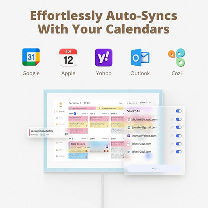 Dragon Touch 10.1-inch Digital Calendar Wall & Desk Chore Chart with Dual Swappable Snap Frames Smart Family Planner, Digital Picture Frame for Mom, Women, Christmas & Weddings