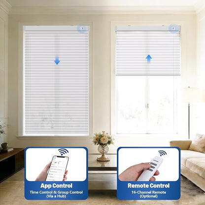 Motorized Cellular Shades with Remote, Smart Cellular Shades Compatible with Apple HomeKit, Alexa & Google Home, Honeycomb Window Blinds for Indoor Windows, Light Filtering Crystal White