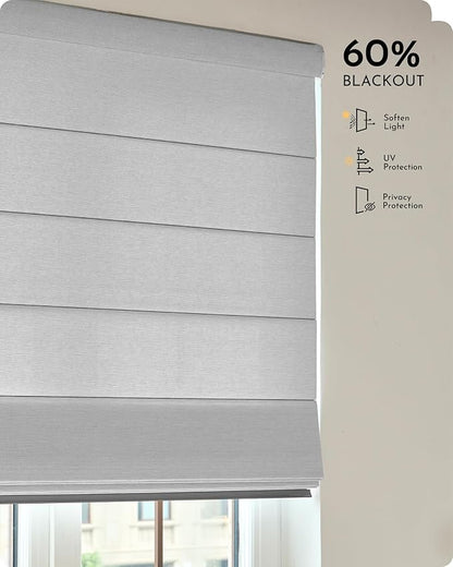 Graywind Smart Roman Shades Compatible with Alexa Google WiFi Hardwired Automatic Blind Remote Light Filtering Plain Fold Soft Roman Window Shades for Windows Doors, Custom Size (Matelasse Grey)