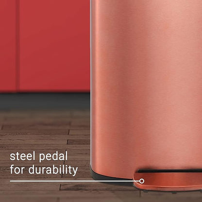 happimess HPM1006D Connor Rectangular 13-Gallon Trash Can with Soft-Close Lid and Free Mini Trash Can, Fingerprint Resistant, Modern, Minimalistic for Home, Kitchen, Office, Bathroom, Rose Gold