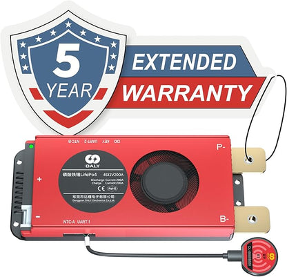 DALY BMS 12V 4S 200A LiFePO4 - Smart Bluetooth Battery Protection Board for 12 Volt Lithium Battery Pack RV Campers Boating Overlanding Home Energy