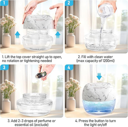 Purifier Air Washer, Air Fresher Aroma Diffuser for Home, Office, Air Purifier with Night Light (Marbling)