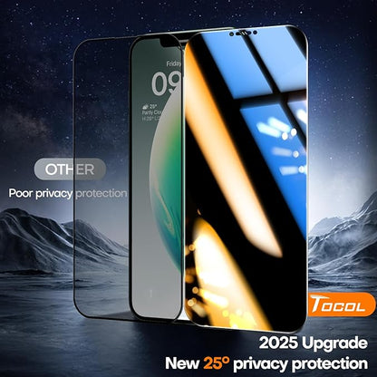 TOCOL for iPhone 11 Pro Max/Xs Max Privacy Screen Protector 9H Hardness Military Grade Shatterproof HD Tempered Glass Easy Installation Case Friendly 2 Pack