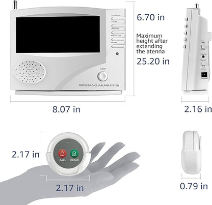 Nurse Call System Caregiver Pager Call System with 10 Dual Function Call Buttons and 1 Central Monitoring Unit for Clinic Restaurant Assisted Living Nursing Home Patients Residents