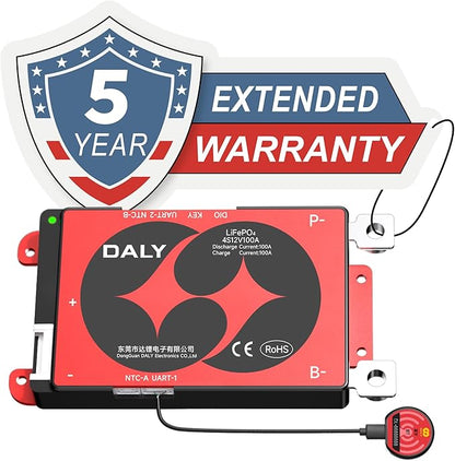 DALY BMS 12V 4S 100A LiFePO4 - Smart Bluetooth Battery Protection Board for 12 Volt Lithium Battery Pack for RV Trolling Motor Portable Power Station