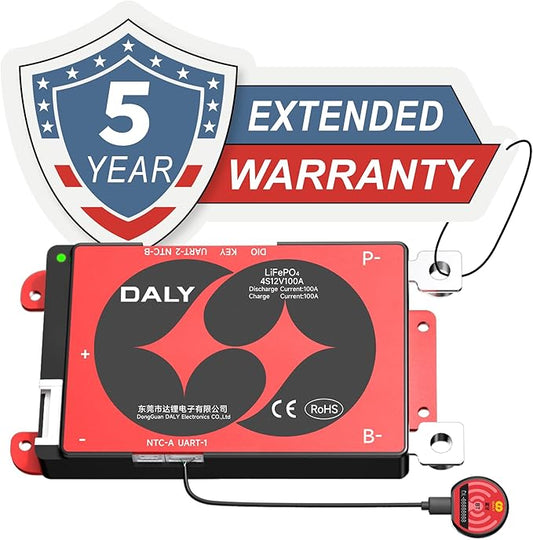 DALY BMS 12V 4S 100A LiFePO4 - Smart Bluetooth Battery Protection Board for 12 Volt Lithium Battery Pack for RV Trolling Motor Portable Power Station