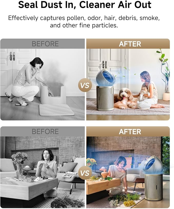 Dreame Smart Air Purifier for Home Large Room, Cleans 7,534 ft² in One Hour with 4 Filters, Dual-way Air Oulets, Al Tracking, Air Quality Monitor with 7 Sensors, 2-in-1 Purifier & Fan, PM10