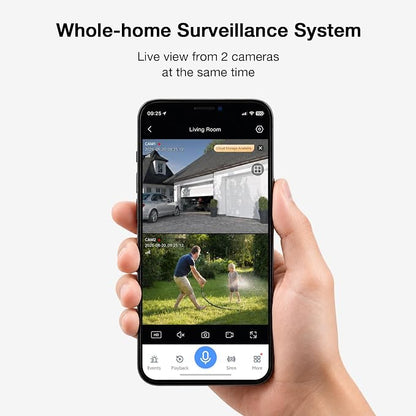 SEHMUA- 4MP Security Cameras Wireless Outdoor Home System, 2-Cam Kit, No Subscription & Solar Powered, Local Storage, 360°PTZ Surveillance, Color Night Vision, 5GHz & 2.4GHz Router Compatible