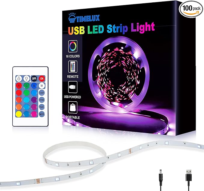 TV LED Backlights, 10ft LED Strip Lights Behind TV USB Operated Color Changing for 46-65 Inch TV RGB 5050 LED Tape Lights with IR Remote Controller and Dimmable