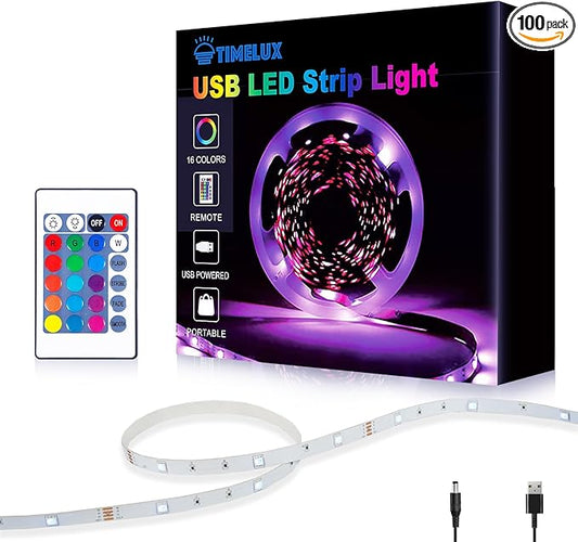 TV LED Backlights, 10ft LED Strip Lights Behind TV USB Operated Color Changing for 46-65 Inch TV RGB 5050 LED Tape Lights with IR Remote Controller and Dimmable