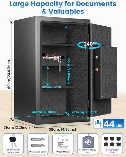 [𝟑𝟓𝐌𝐢𝐧 𝟏𝟕𝟎𝟎°𝐅] Fire Proof Safe for Home Documents 4.5 Cuft