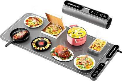 Electric Warming Tray&Food Warming MatFast Full Surface Electric Warming Tray with 7 Temp-Settings & 8H Timer, Portable Roll Up Food Warmer for Gatherings Parties Buffet -Oversized(Grey, 32''X15'')